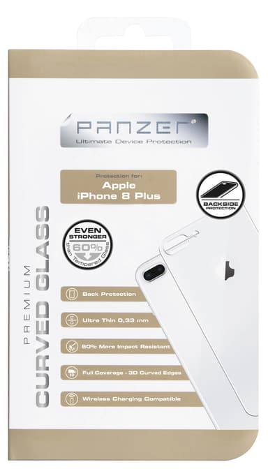 Panzer Curved Silicate skærmbeskytter Back iPhone 8 Plus (sølv)