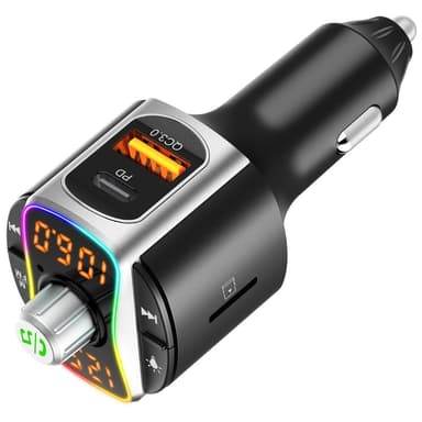Bluetooth FM-sender med USB-biloplader PD / QC3.0