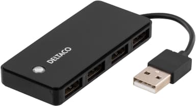 DELTACO USB 2.0 hub, 4xTyp A hun, sort