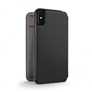 iPhone X/Xs Plånboksetui SurfacePad Nappaläder Sort