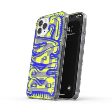 iPhone 12/iPhone 12 Pro Cover Snap Case Clear AOP Blue/Neon Lime