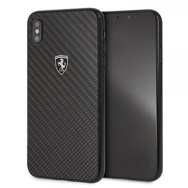 Ferrari iPhone Xs Max Skal Kolfibertextur Ferrari Logo Hårdplast Svart