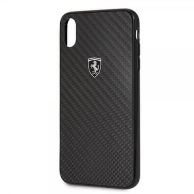 Ferrari iPhone Xs Max Skal Kolfibertextur Ferrari Logo Hårdplast Svart