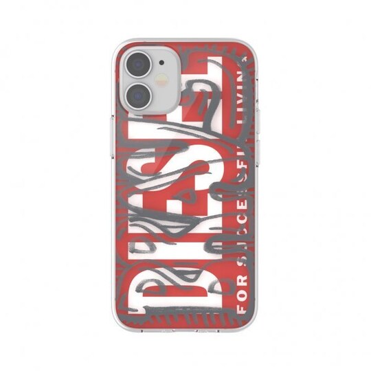 iPhone 12 Mini Cover Snap Case Clear AOP Red/Grey