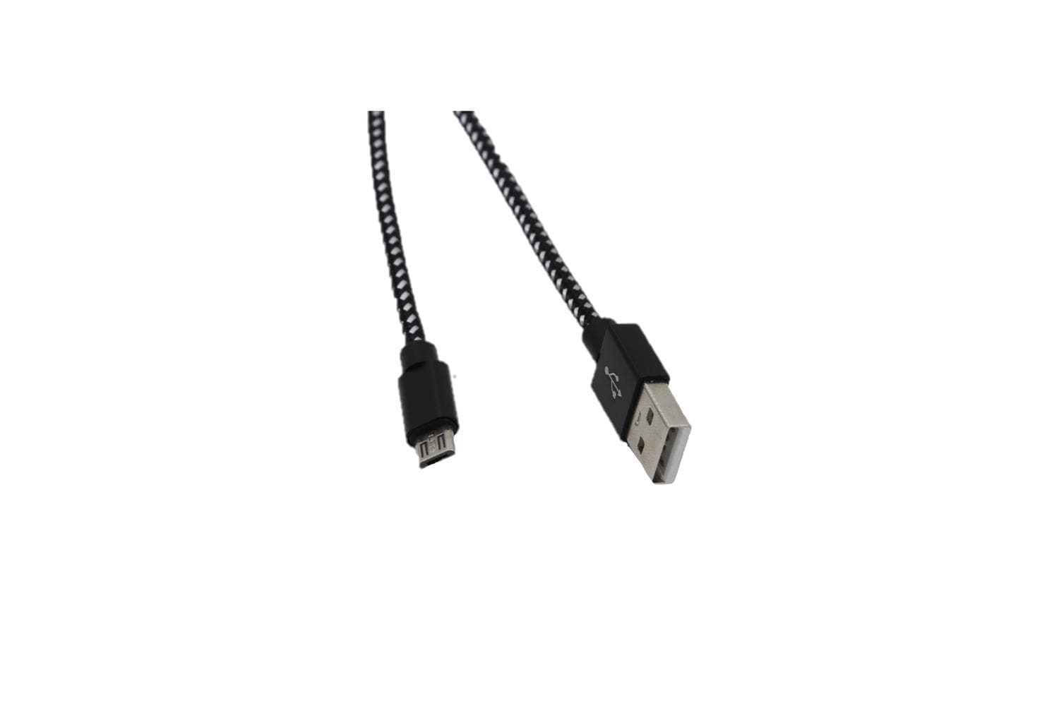 Ekstra langt opladerkabel i nylon, til Micro USB 3m - Sort / hvid