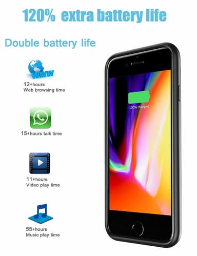 iPhone 6 / 6s / 7/8 batteridæksel 3000 mAh Sort