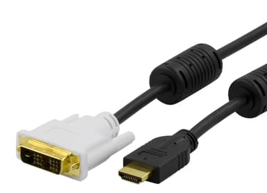 DELTACO HDMI til DVI-kabel, Full HD i 60Hz, 1m, sort / hvid
