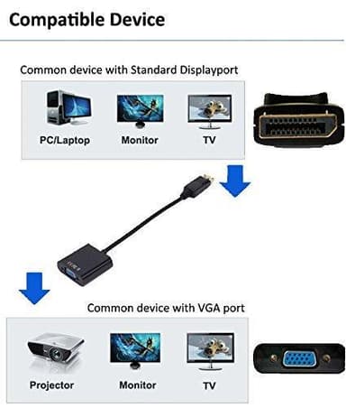 DP til VGA-adapter - fullHD