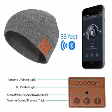 Hætte med Bluetooth-hovedtelefoner og mikrofon - grå