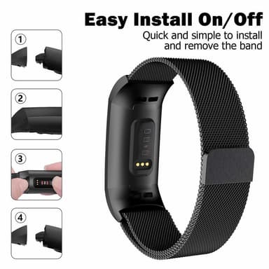 Fitbit Charge 3/4 armbånd Milanese loop sort (L)