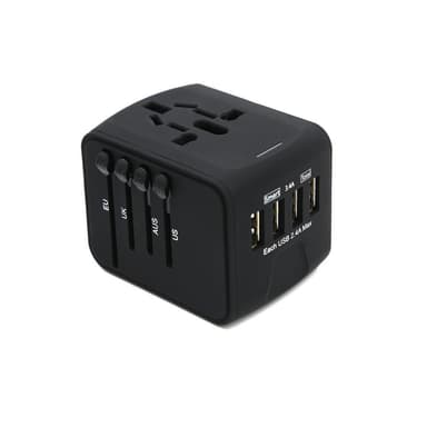 Multinationel rejseadapter med 4 USB-indgange