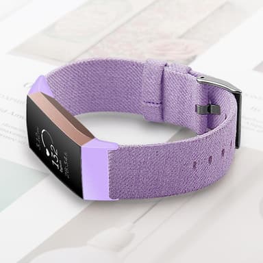 Fitbit Charge 3/4 armbånd lærred lilla (L)