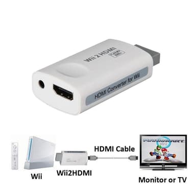 Wii til HDMI Full HD-adapter med 3,5 lydudgang