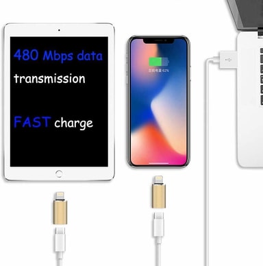 Adapter Lightning (han) og USBC (hun) guld Elgiganten