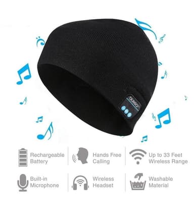 Hætte med Bluetooth-hovedtelefoner og mikrofon - sort