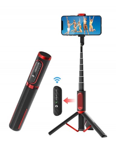 Selfie stick / Tripod Aluminium - udtrækkelig og med fjernbetjening - sort