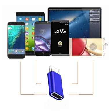 Micro USB til USB-C adapter aluminium - blå