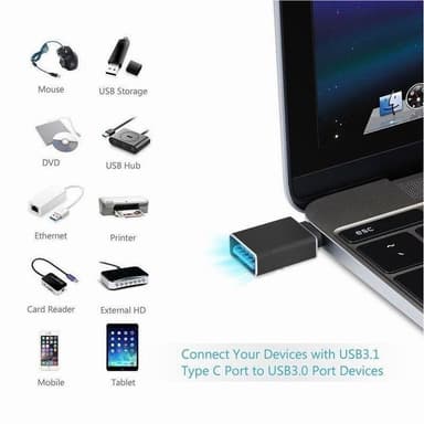 USB til USB-C 3.1 OTG-adapter sort