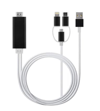 3-i-1 USB-C / Micro USB / Lightning til HDMI-adapter