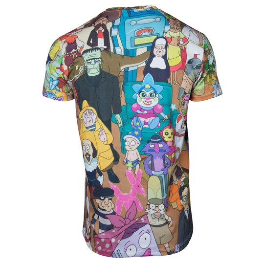 Rick & Morty T-shirt med billeder overalt (L)