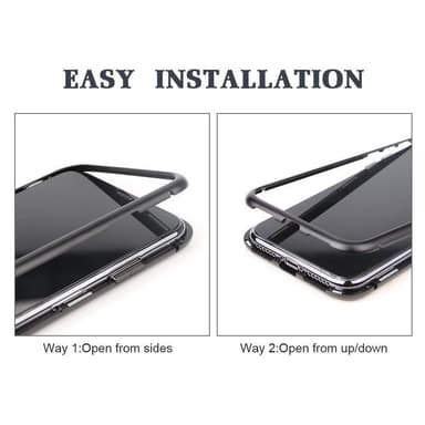 Dobbeltsidet iPhone X / iPhone XS magnetisk cover - glas / metal sort