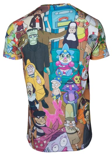 Rick & Morty T-shirt med billeder overalt (XXL)