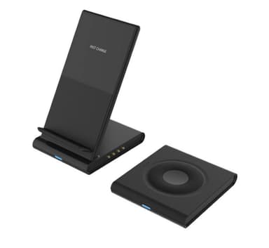 Trådløs Qi-oplader til Smartphone, Samsung Smartwatch & Hovedtelefoner - delelig