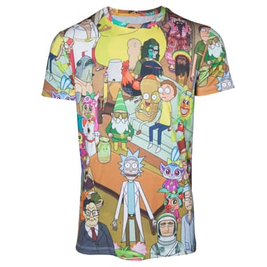 Rick & Morty T-shirt med billeder overalt (XXL)
