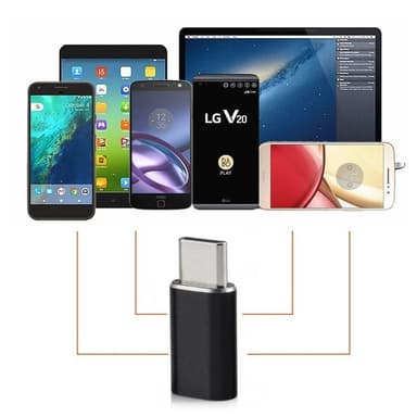 USB-C til Micro USB-adapter aluminium - sort