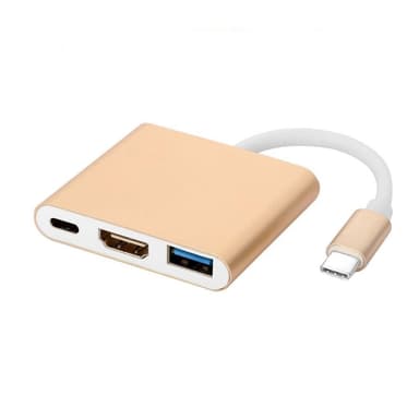 USB-C Multiport-adapter til USB 3.0, 3.1, 4K HDMI-kompatibel guld | Elgiganten