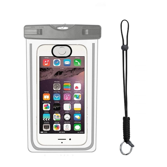 Vandtæt mobil taske til smartphone - universal - grå