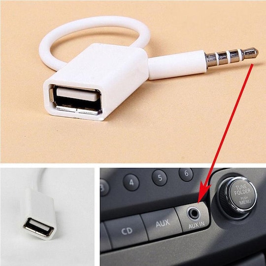 3,5 mm til USB lydadapter til bilen