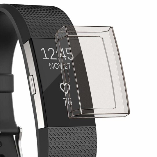 Fitbit Charge 2 silikone shell med skærmbeskytter - grå gennemsigtig