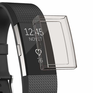 Fitbit Charge 2 silikone shell med skærmbeskytter - grå gennemsigtig