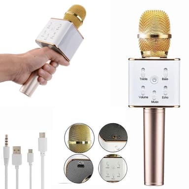 Karaoke mikrofon med Bluetooth højttaler 3W - guld