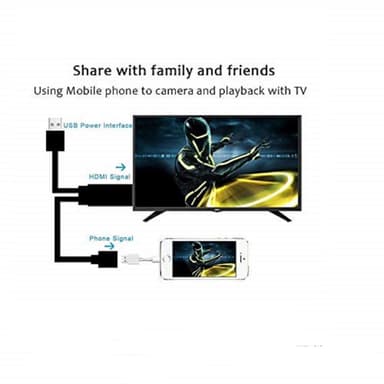 Universal USB til HDMI-adapter til iPhone og Android - sort