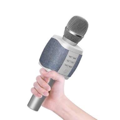 Karaoke mikrofon og højttalere 2 i 1, sølv