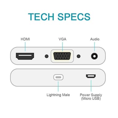 Lightning adapter til HDMI/VGA og Audio
