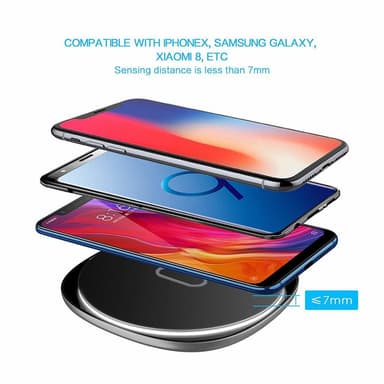 Trådløs oplader - Qi mobiltelefonoplader - hvid