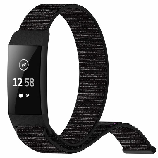 Fitbit Charge 3/4 armbånd nylon Sort