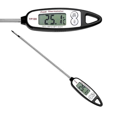 Digital stegetermometer / grilltermometer Sort / Sølv
