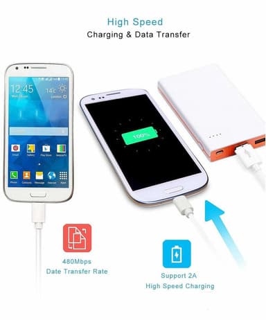 Micro USB-kabel - hvid - 2 meter