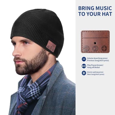 Beanie med Bluetooth 5.0 hovedtelefoner og mikrofon Mørkegrå