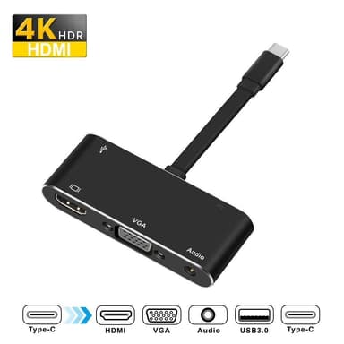 USB-C til HDMI/VGA multiport adapter Aluminium