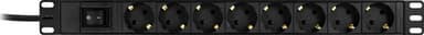 DELTACO grenstik, 8xCEE 7/4, 1xCEE 7/7, afbryder, 3 m kabel, sort