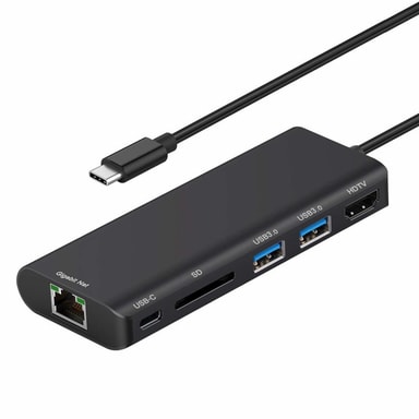 USBC hub USB 3.0, 4K HDMI, RJ45 Gigabit SDkort, PD