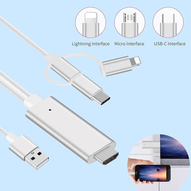 3-i-1 USB-C / Micro USB / Belysning til HDMI-adapter