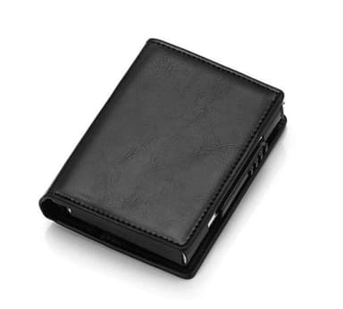 RFID-kortholder / tegnebog PU-læder sort