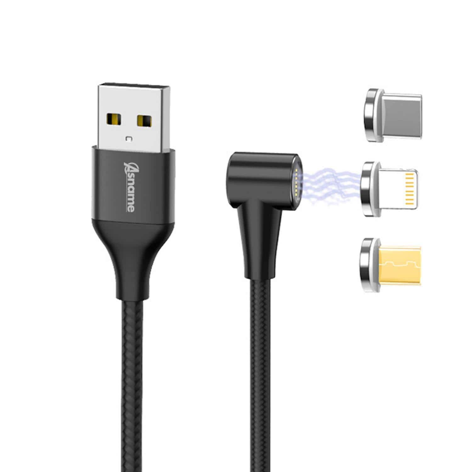 Magnetisk ladekabel USB-C, Micro USB og Lightning stik | Elgiganten