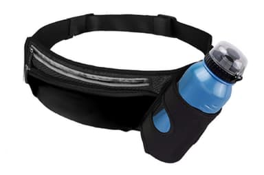 Talje taske med flaskeholder og mobilrum - sort